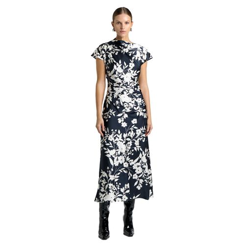 Cue Ink Stencil Floral Midi Dress